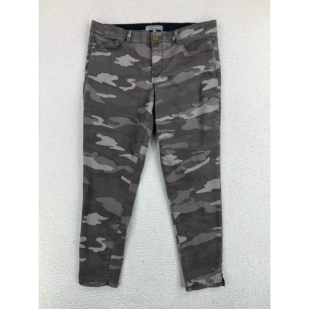 Wit & Wisdom Skinny Jeans Womens 16 Gray Camo Medium Wash Mid Rise Stretch Denim